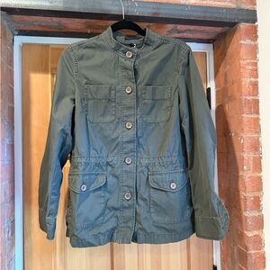 Women's Olive Utility Jacket - Lightweight Button-Front Coat